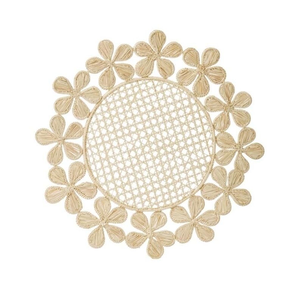 Linge de table textile - Napperon « Fleurs autour d'un napperon naturel - CORO CORA