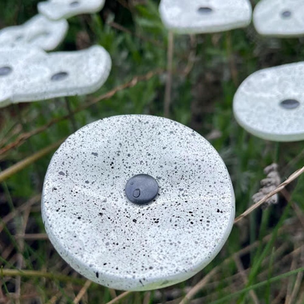 Garden accessories - Small Glass Flower For Outside In White-Black - CARNEOL GLASS