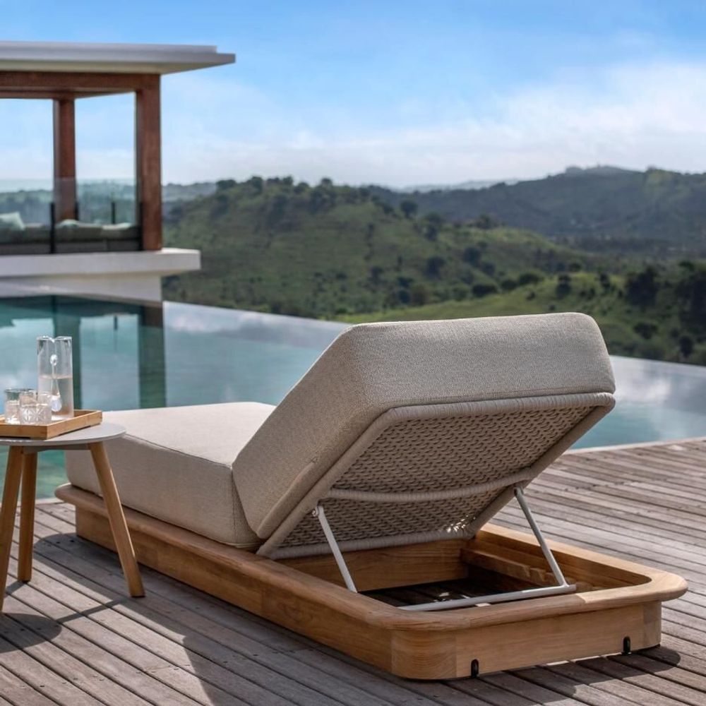Lawn sofas - Acri teak Sunlounger - JATI KEBON