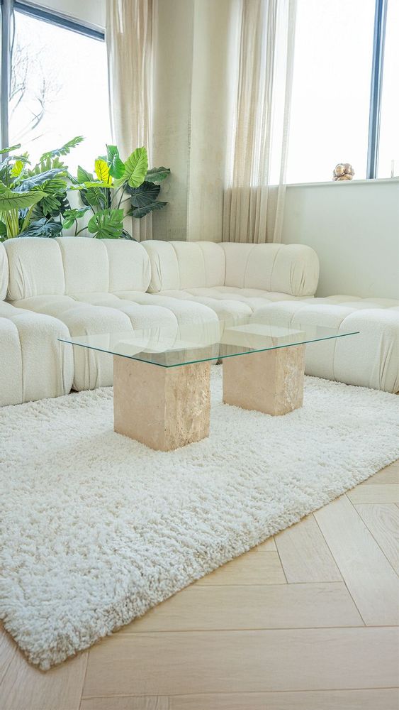 Coffee tables - TRAVERTINE BLOCK SIDE TABLE - KIWANO CONCEPT