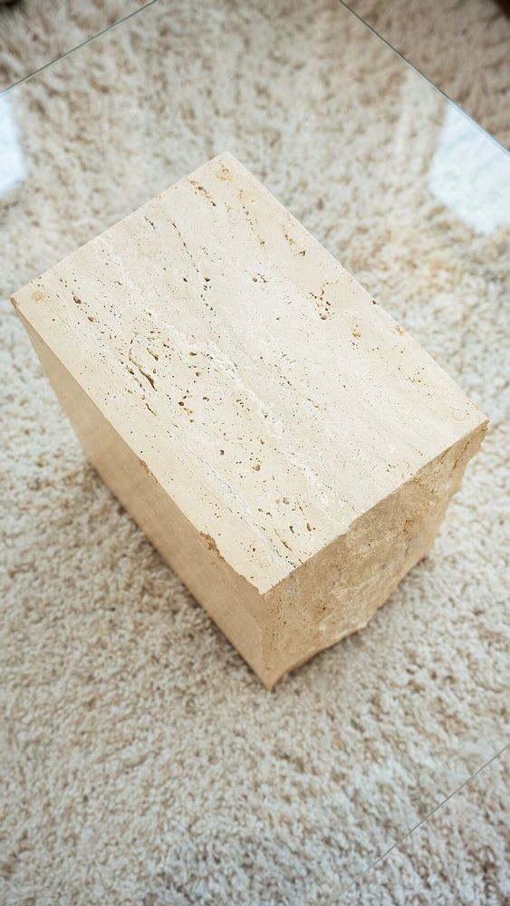 Coffee tables - TRAVERTINE BLOCK SIDE TABLE - KIWANO CONCEPT