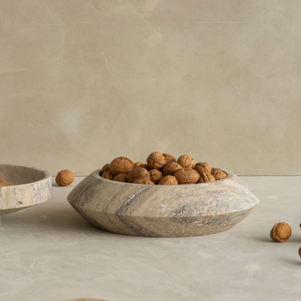 Platter and bowls - SILVER TRAVERTINE ECLIPSE - KIWANO CONCEPT