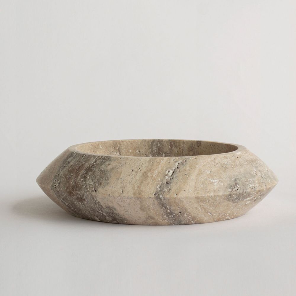 Platter and bowls - SILVER TRAVERTINE ECLIPSE - KIWANO CONCEPT