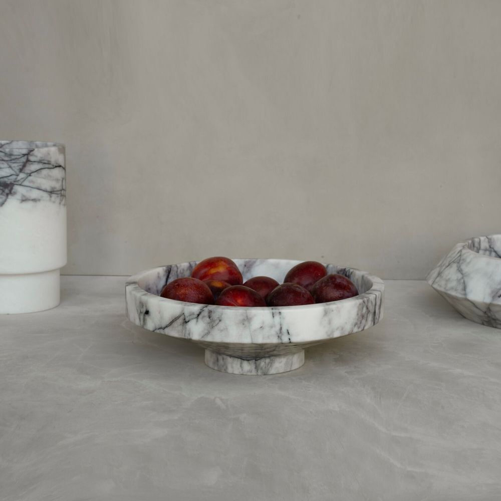 Platter and bowls - WHITE LILAC MARBLE NARROW BOWL - KIWANO CONCEPT