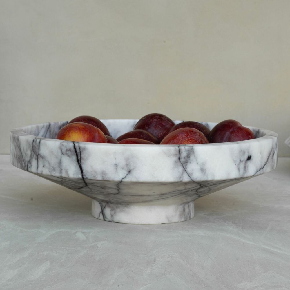 Platter and bowls - WHITE LILAC MARBLE NARROW BOWL - KIWANO CONCEPT