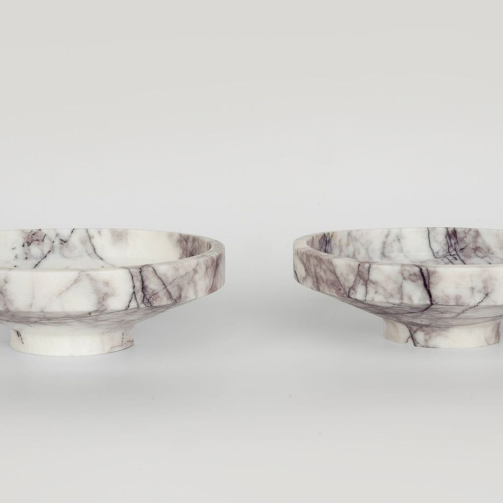 Platter and bowls - WHITE LILAC MARBLE NARROW BOWL - KIWANO CONCEPT