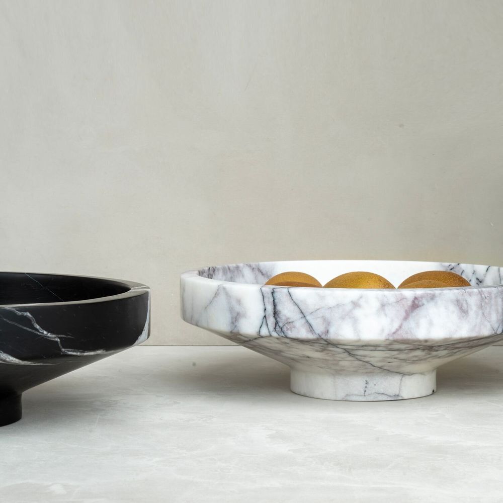Platter and bowls - WHITE LILAC MARBLE NARROW BOWL - KIWANO CONCEPT