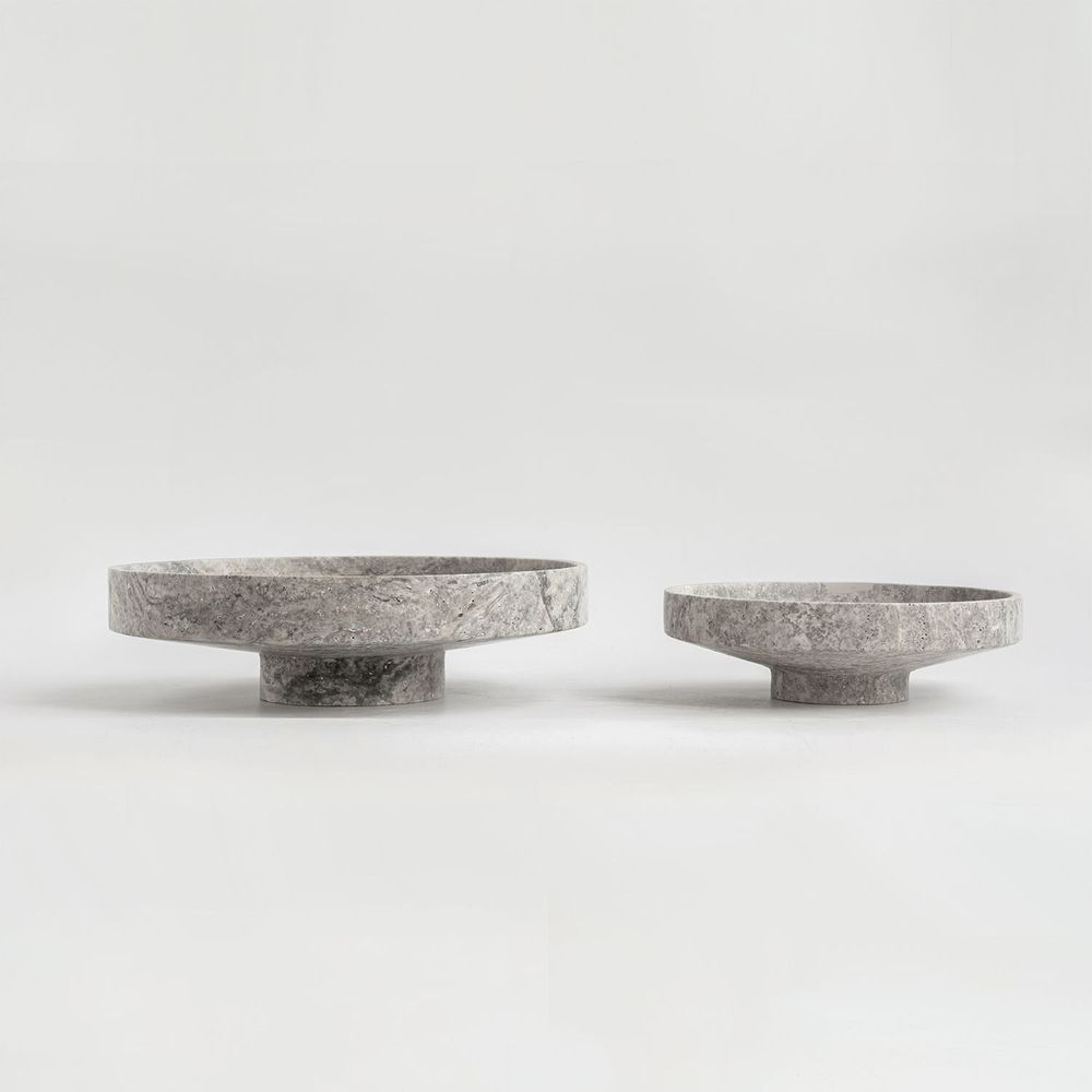 Platter and bowls - SILVER TRAVERTINE NARROW BOWL XL - KIWANO CONCEPT