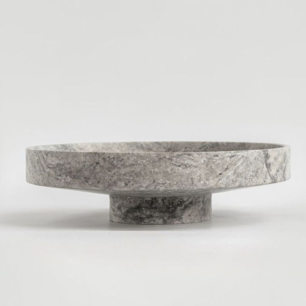Platter and bowls - SILVER TRAVERTINE NARROW BOWL XL - KIWANO CONCEPT