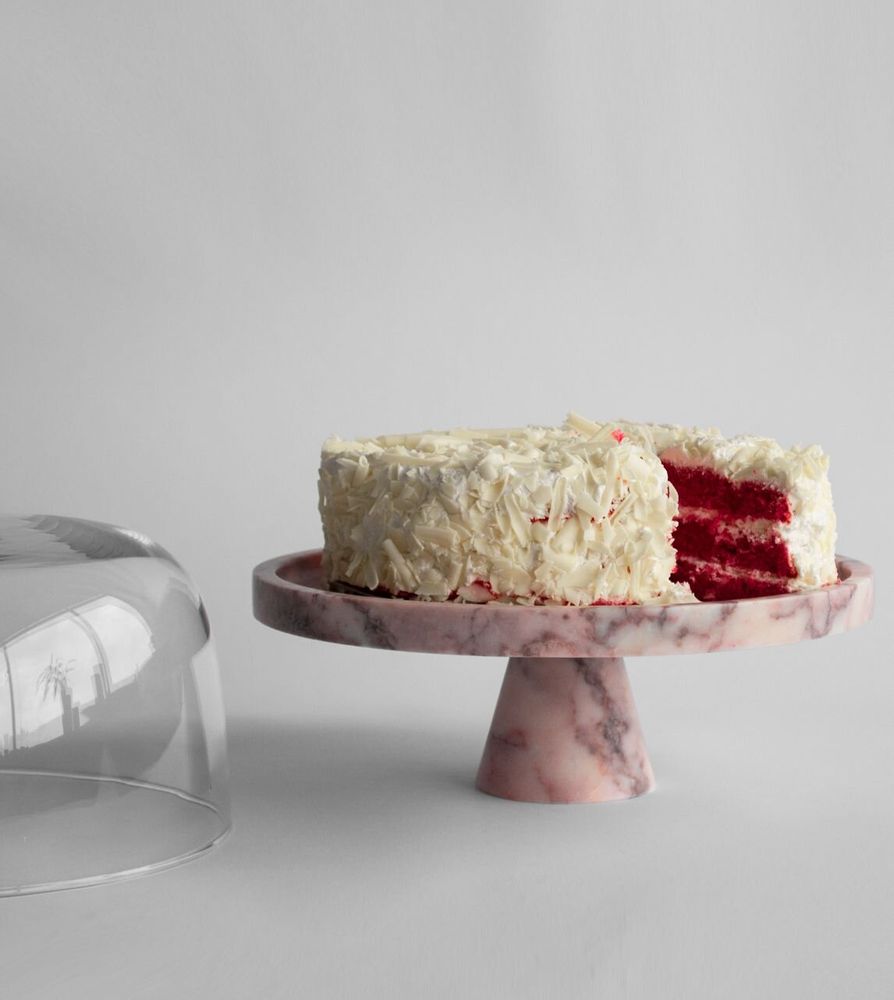 Platter and bowls - PINK MARBLE CAKE STAND - KIWANO CONCEPT