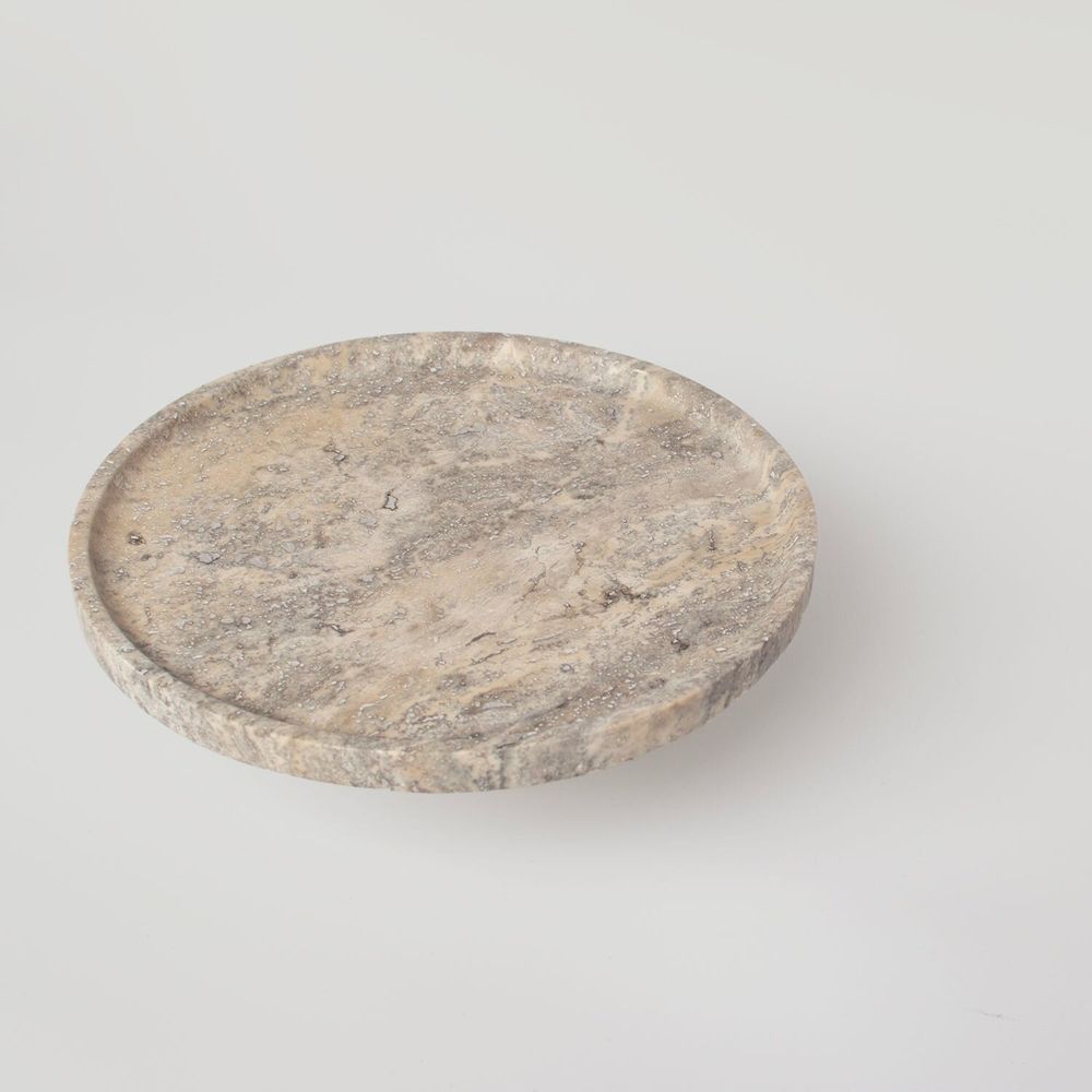 Platter and bowls - SILVER TRAVERTINE CAKE STAND - KIWANO CONCEPT