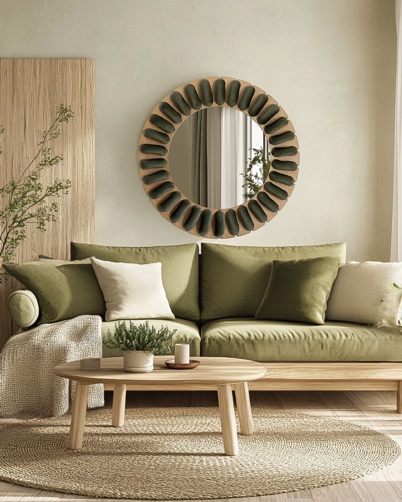 Miroirs - Miroir en velours SUNNY — Cadre sculptural avec cordon en velours fait - PLETOSTUDIO