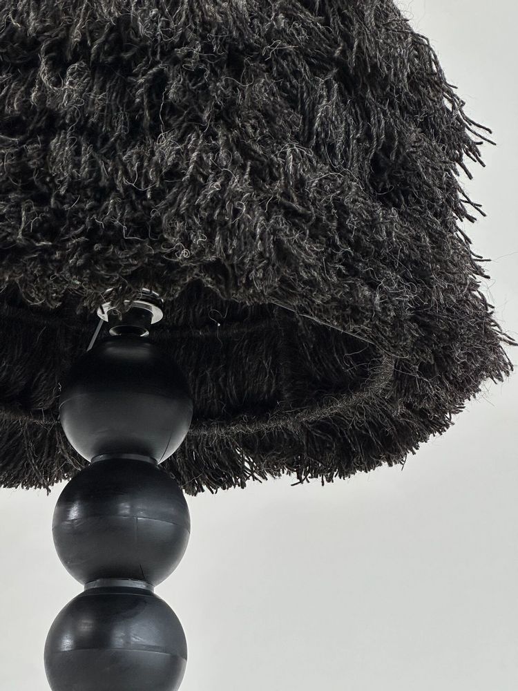 Lampadaires - Lampadaire WABI Japandi — Bois et laine carbonisés faits à la main - PLETOSTUDIO