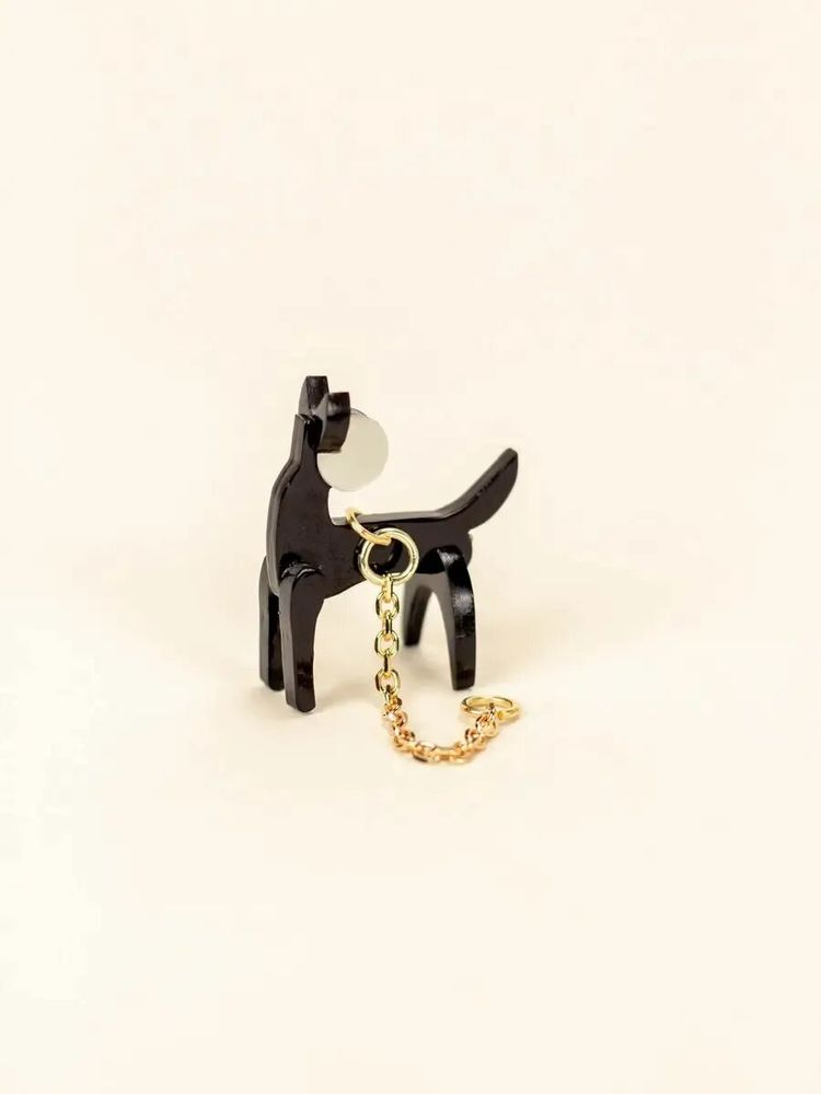Jewelry - Dog ear charm in black horn and mother-of-pearl - L INDOCHINEUR X RIVÊT