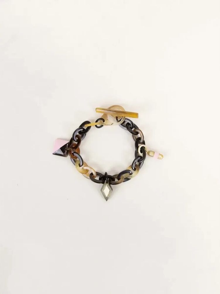 Bracelets - Bracelet chaîne à breloques en corne blonde - L INDOCHINEUR X RIVÊT