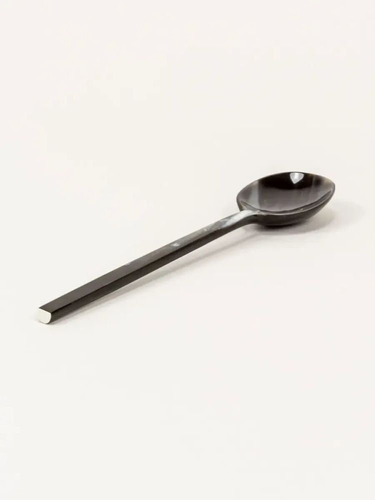 Couverts & ustensiles de cuisine - Set de 6 cuillères à dessert Baguette en corne noire africaine (par 6 ) - L INDOCHINEUR X RIVÊT