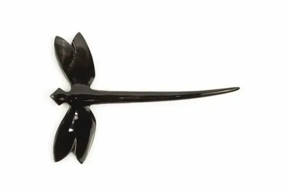 Barrettes - Dragonfly hairpick in plain black horn - L INDOCHINEUR X RIVÊT
