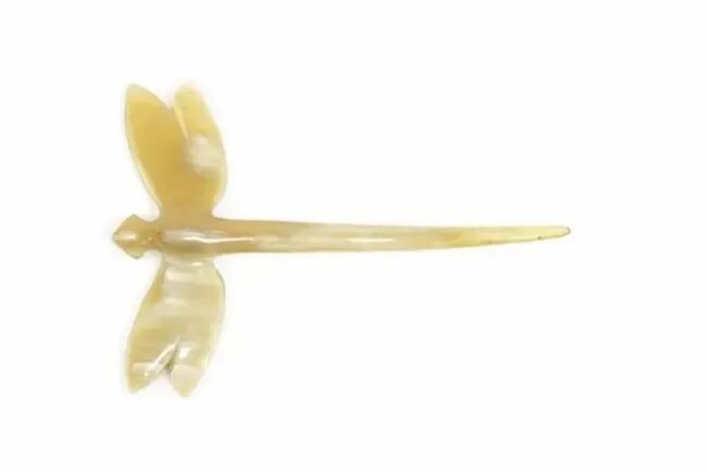 Barrettes - Pique à cheveux libellule en corne blonde - L INDOCHINEUR X RIVÊT