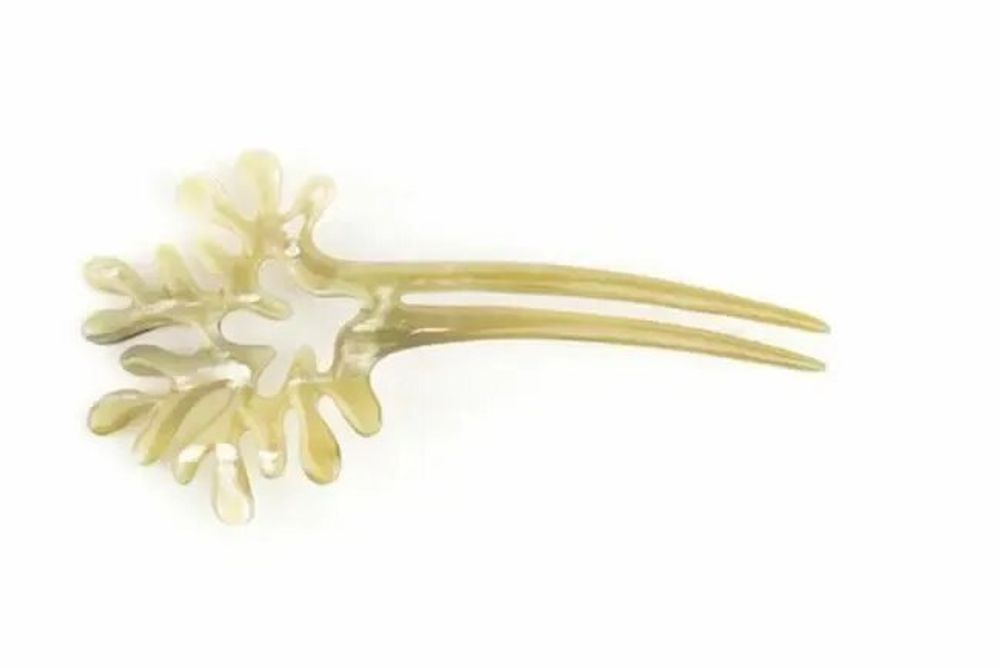 Barrettes - Big double coral hairpin in plain black horn - L INDOCHINEUR X RIVÊT