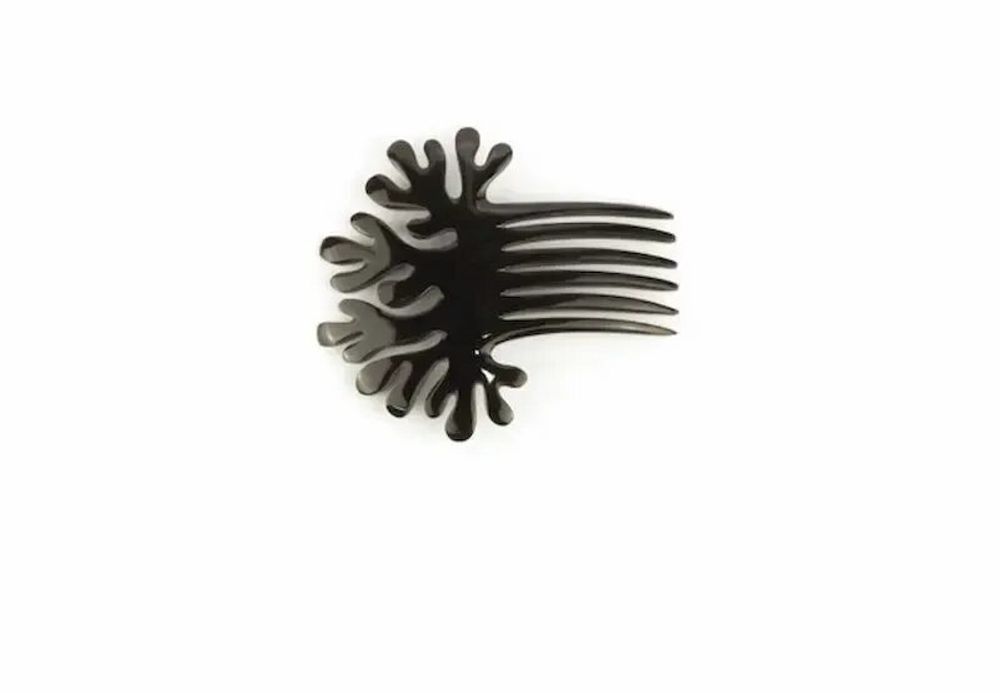 Barrettes - Pique à cheveux peigne corail en corne noire unie - L INDOCHINEUR X RIVÊT