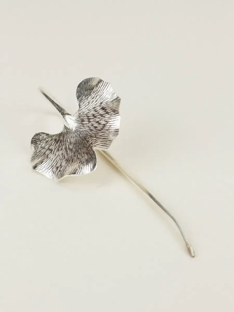 Barrettes - Gingko-shaped hairpin in coppery brass - L INDOCHINEUR X RIVÊT
