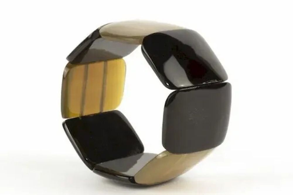 Bracelets - Bracelet articulé 8 grosses pièces en corne noire et blonde - L INDOCHINEUR X RIVÊT
