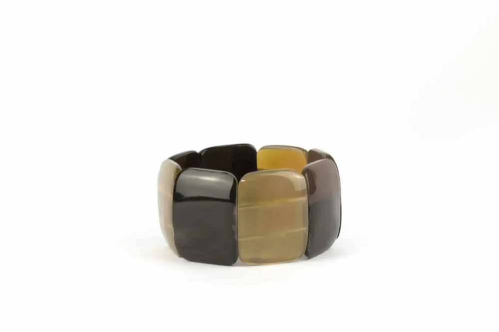Bracelets - Bracelet articulé 8 grosses pièces en corne noire et blonde - L INDOCHINEUR X RIVÊT