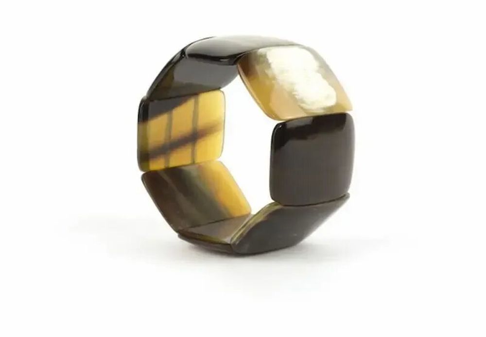 Bracelets - Bracelet articulé 8 grosses pièces en corne noire et blonde - L INDOCHINEUR X RIVÊT