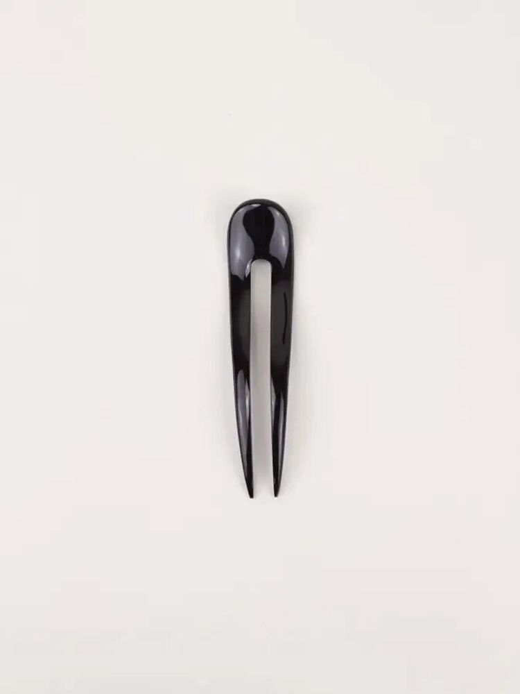 Barrettes - Wavy double hairpin in plain black horn - L INDOCHINEUR X RIVÊT