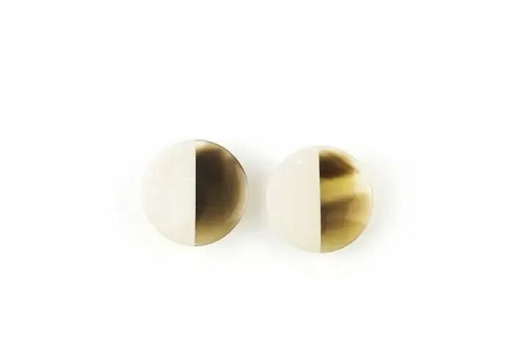 Bijoux - Boucles d'oreilles disque laqué à clip ivoire - L INDOCHINEUR X RIVÊT
