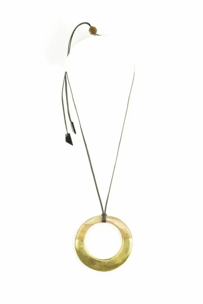 Bijoux - Pendentif grand anneau irrégulier laqué orange - L INDOCHINEUR X RIVÊT