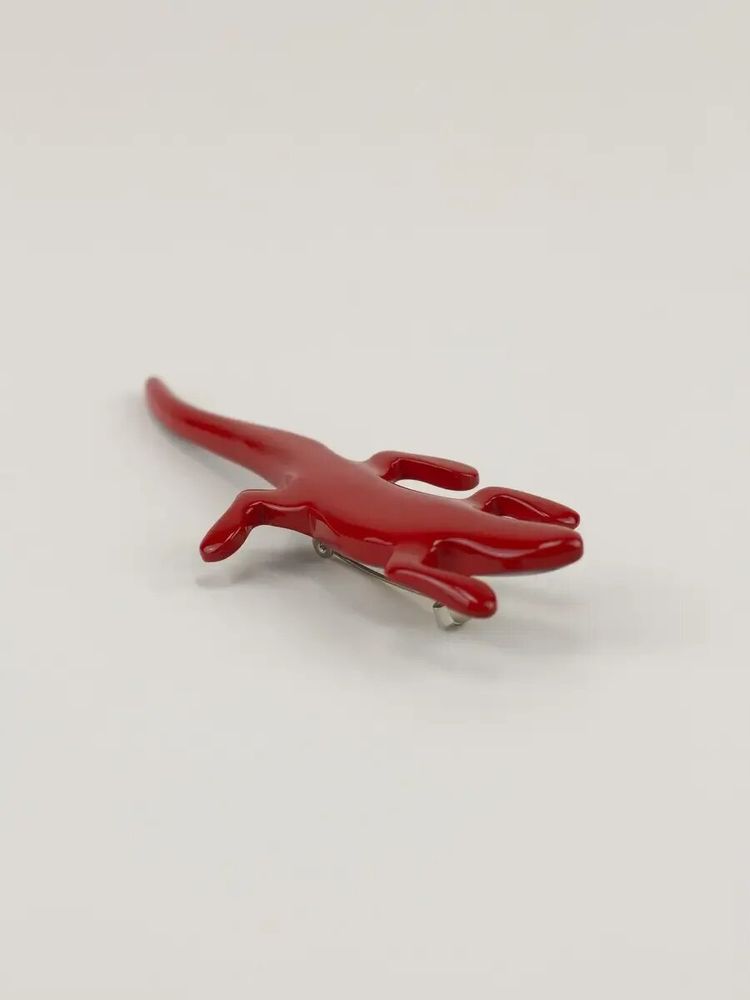 Brooches - Red lacquered lizard brooch - L INDOCHINEUR X RIVÊT