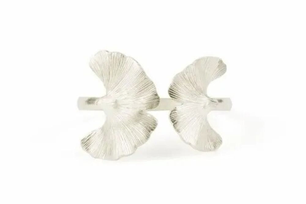 Bracelets - Bracelet ginkgo intérieur en métal argenté - L INDOCHINEUR X RIVÊT