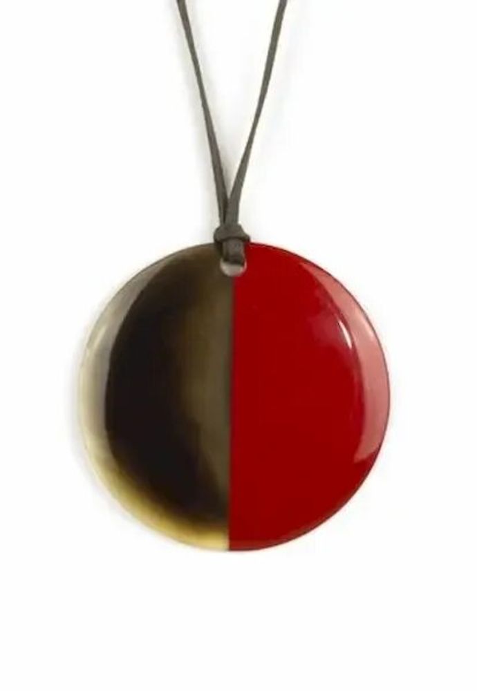 Bijoux - Pendentif disque laqué gris-bleu - L INDOCHINEUR X RIVÊT