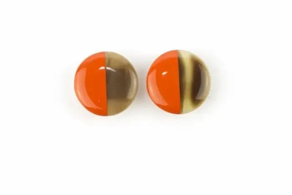 Jewelry - Disc earrings with ear-clip and gray-blue lacquer - L INDOCHINEUR X RIVÊT