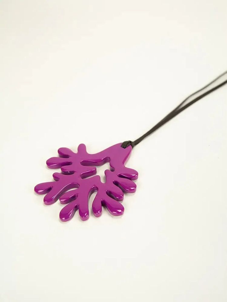 Bijoux - Pendentif grand corail laqué bleu gris - L INDOCHINEUR X RIVÊT