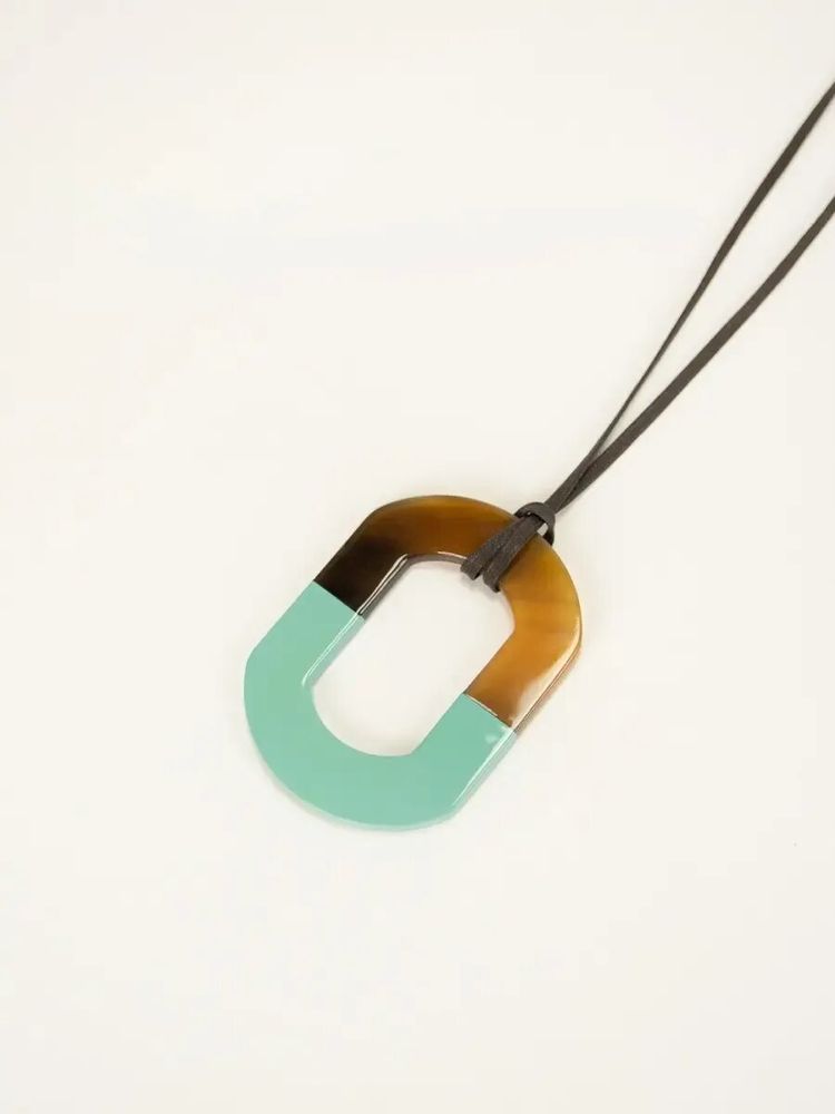 Jewelry - Oval pendant in buffalo hoof and lavender lacquer - L INDOCHINEUR X RIVÊT