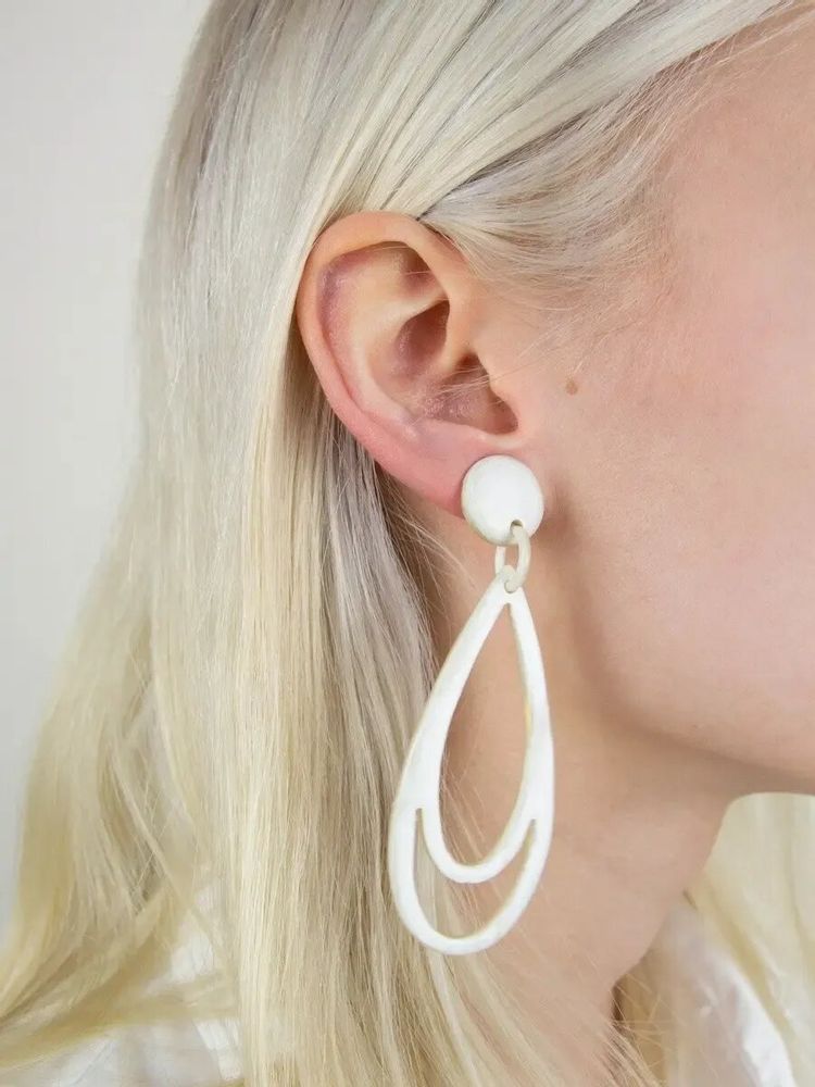 Bijoux - Boucles d'oreilles à tiges double larme en corne blonde - L INDOCHINEUR X RIVÊT