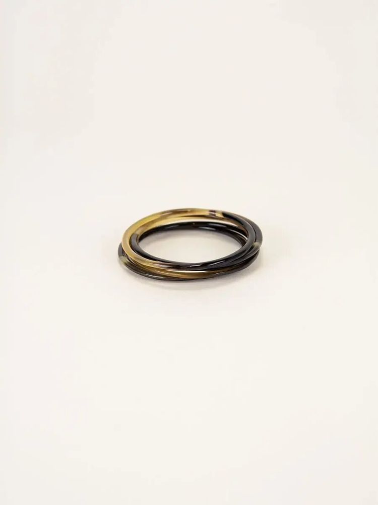 Bracelets - Seven-band bracelets in marbled black horn in Size M - L INDOCHINEUR X RIVÊT