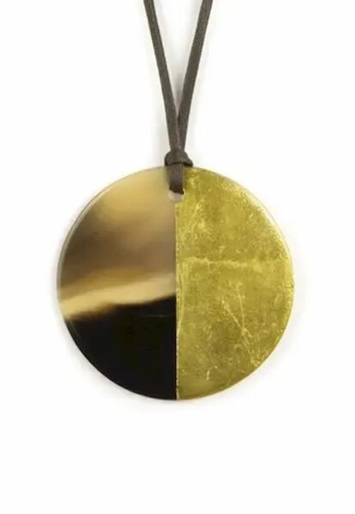 Bijoux - Pendentif disque laqué café crème - L INDOCHINEUR X RIVÊT