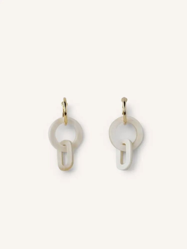 Bijoux - Créoles 2 anneaux suspendus en corne blonde - L INDOCHINEUR X RIVÊT