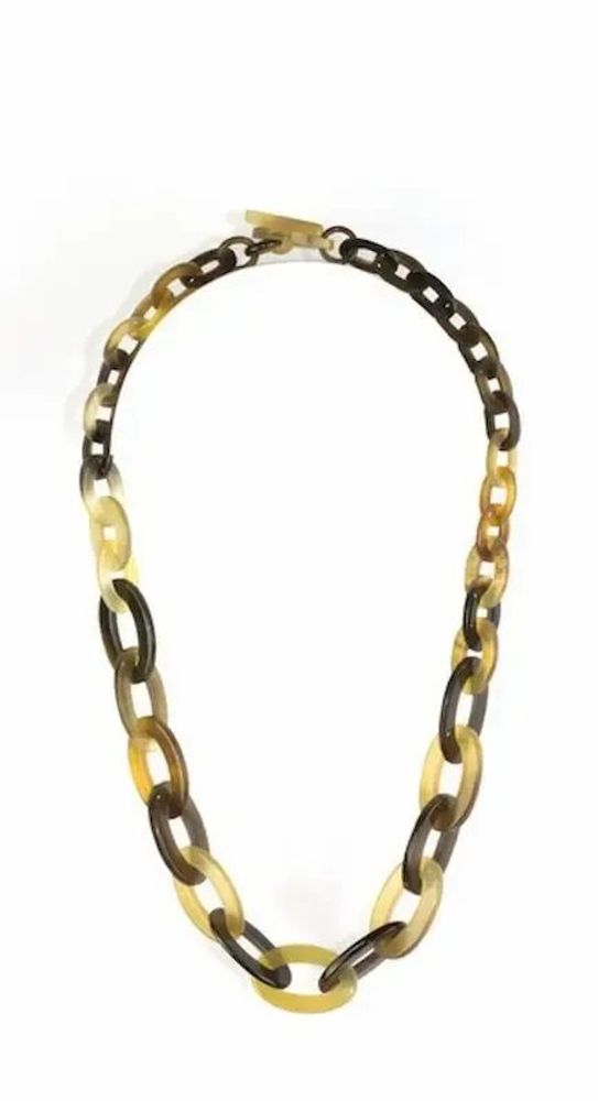 Jewelry - Flat and thin oval rings necklace in blond horn - L INDOCHINEUR X RIVÊT