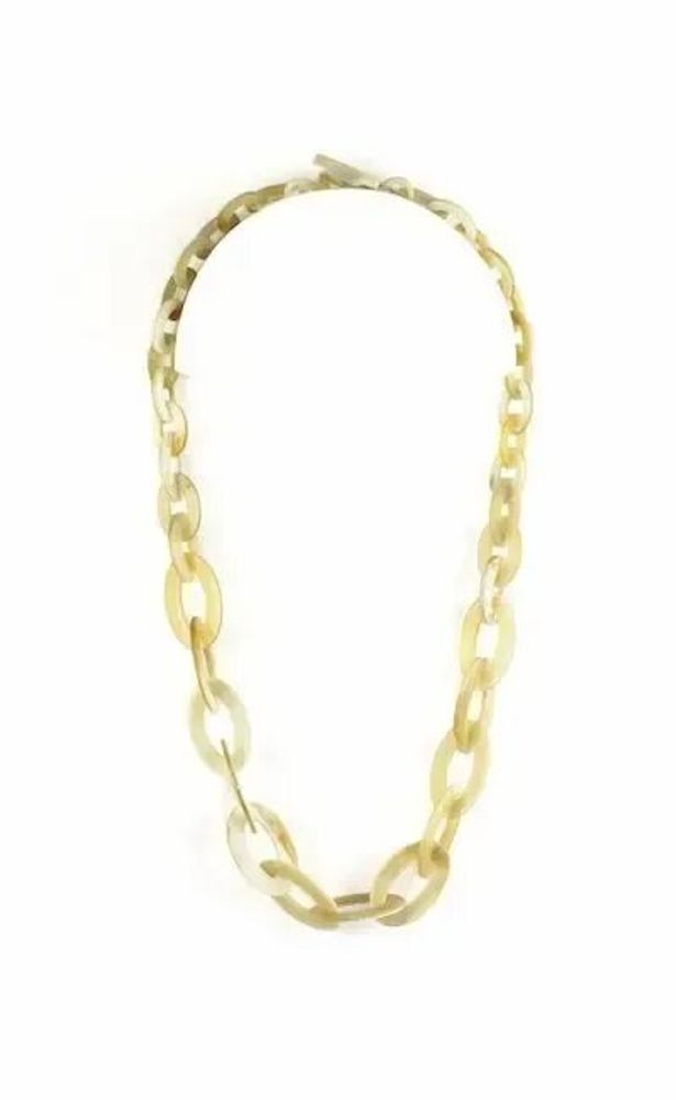 Jewelry - Flat and thin oval rings necklace in blond horn - L INDOCHINEUR X RIVÊT