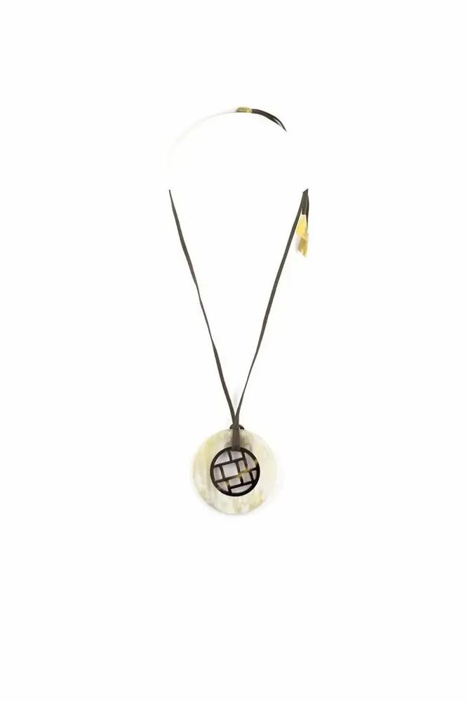 Bijoux - Pendentif damier cerclé en sabot - L INDOCHINEUR X RIVÊT