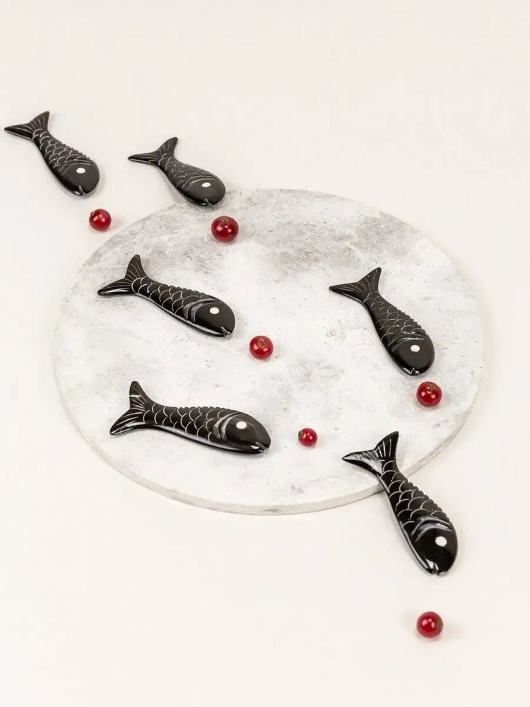 Couteaux - Set de 6 portes-couteaux poisson en corne blonde - L INDOCHINEUR X RIVÊT