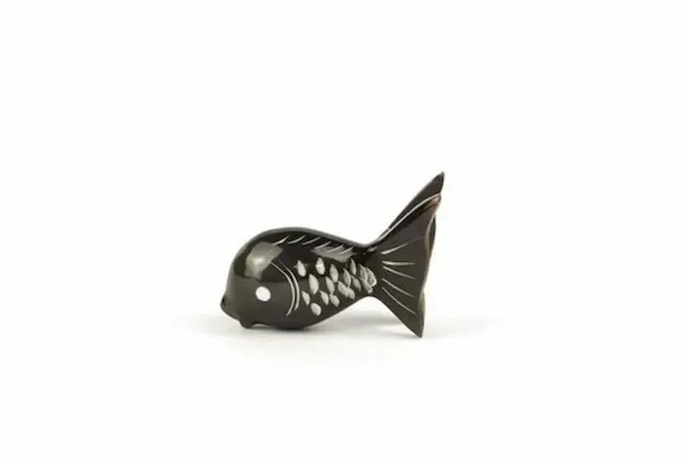 Couteaux - Set de 6 portes-couteaux poisson rond en corne noire unie - L INDOCHINEUR X RIVÊT