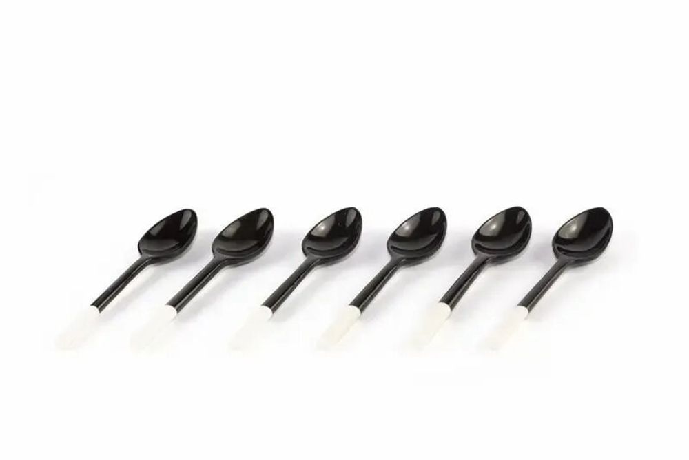 Kitchen utensils - Set of 6 black horn coffee spoon white handle in bone - L INDOCHINEUR X RIVÊT