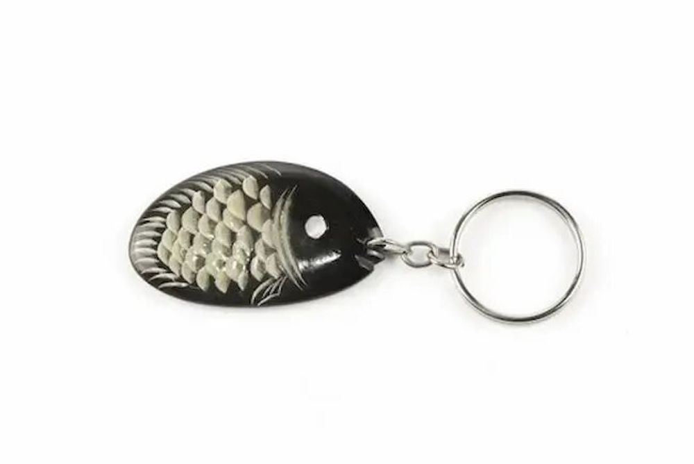Decorative objects - Fish key holder in plain black horn - L INDOCHINEUR X RIVÊT