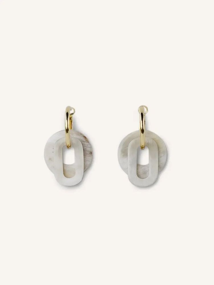 Jewelry - Double hanging ring hoop earrings in blonde horn - L INDOCHINEUR X RIVÊT