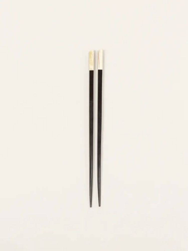 Couverts & ustensiles de cuisine - Set de 6 paires de baguettes en ébène et corne blanche - L INDOCHINEUR X RIVÊT